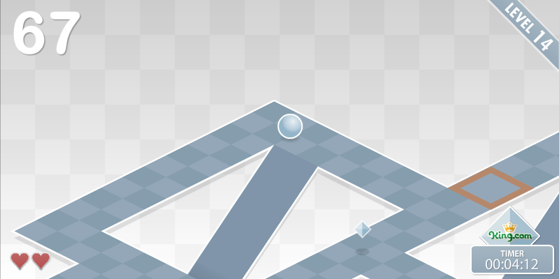 screenshot of the flash game Marblet, an isometric rolling ball game with a very grey artstyle. depicted is level 14.